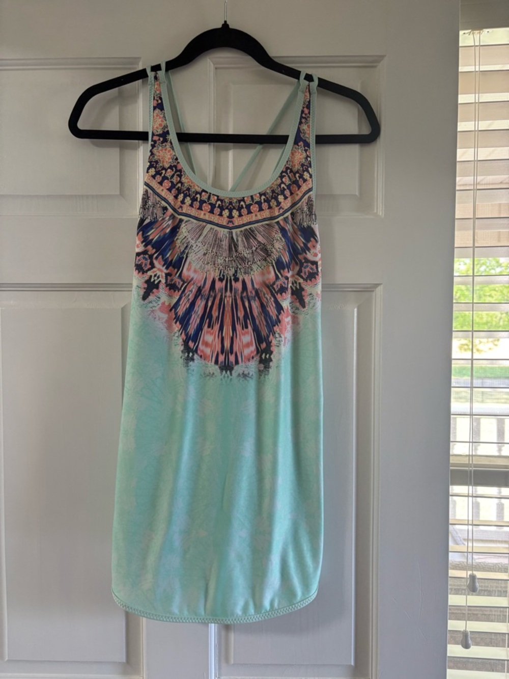 CALIA by Carrie Underwood Mint Tank with Pink & Navy Yoke